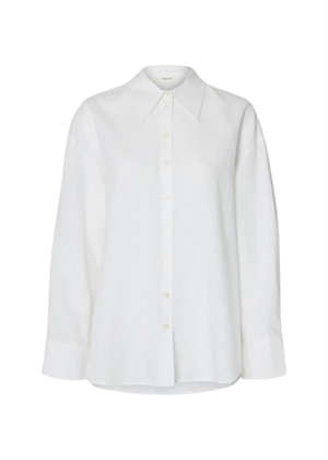 Cleo oversize linen blend skjorte Bright White Selected Femme 